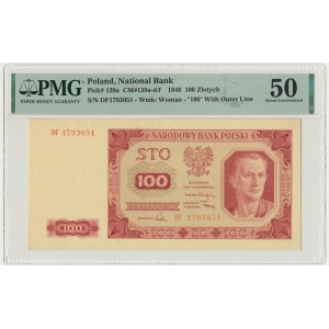 100 złotych 1948 - DF - PMG 50 - rzadsza odmiana
