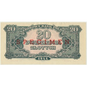 20 złotych 1944 ...owe - Ak 671154 - nadruk 25 lat NBP -