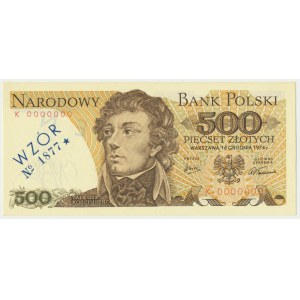 500 złotych 1974 - WZÓR - K 0000000 - No.1877 -
