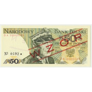 50 złotych 1982 - WZÓR - DA 0000000 - No.0492 - RZADSZY