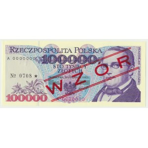 100.000 złotych 1993 - WZÓR - A 0000000 - No.0708 -
