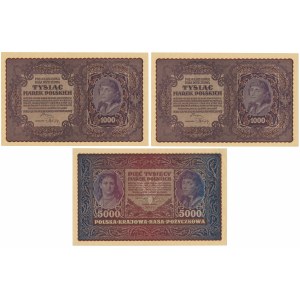 Zestaw, 1.000-5.000 marek 1919-20 (3 szt.)