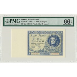 5 złotych 1930 - Ser.CU. - PMG 66 EPQ