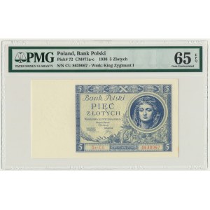 5 złotych 1930 - Ser.CU. - PMG 65 EPQ