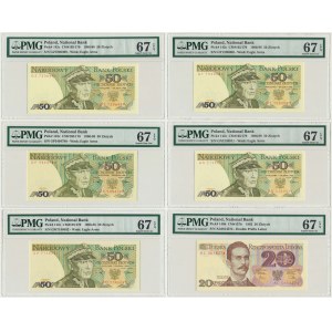 Zestaw, 20-50 złotych 1982-88 - PMG 67 EPQ (6 szt.)