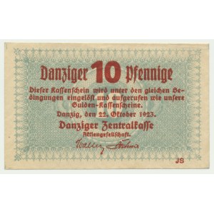 Danzig, 10 Pfennige 1923 - October - watermark squares -