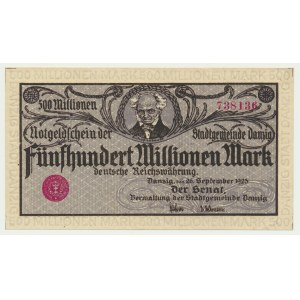 Danzig, 500 million Mark 1923 - gray purple print -