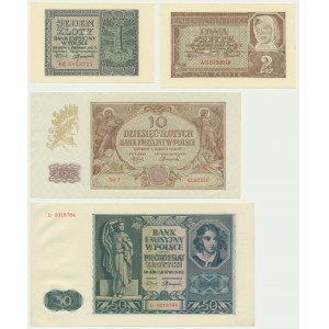 Zestaw, 1-50 złotych 1940-41 (4 szt)