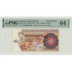 200.000 złotych 1989 - WZÓR - A 0000000 - No.0089 - PMG 64