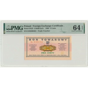 Pewex, 2 centy 1969 - Eo - PMG 64 EPQ