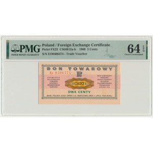 Pewex, 2 centy 1969 - Eo - PMG 64 EPQ