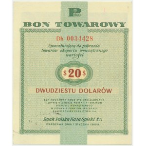 Pewex 20 dolarów 1960 - Dh - z klauzulą