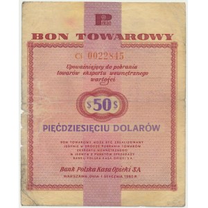 Pewex 50 dolarów 1960 - Ci - z klauzulą - RZADKOŚĆ