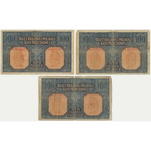 100 marek 1916 - Jenerał - 6 i 7 cyfr (3 szt.)