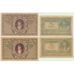 Zestaw, 5-20 marek 1919 (4 szt.)