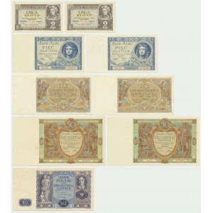 Zestaw, 2-50 złotych 1929-36 (9 szt.)