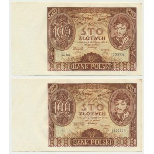 100 złotych 1934 - Ser.BO. (2 szt.) - numery kolejne
