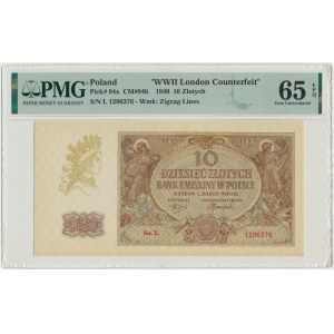 10 złotych 1940 - L. - London Counterfeit - PMG 65 EPQ