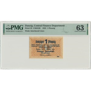 Danzig, 1 Pfennig 1923 - October - watermark Squares - PMG 63