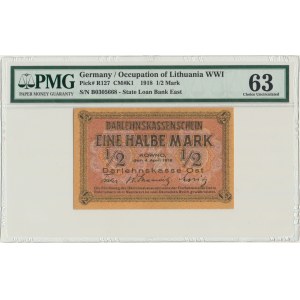 Kowno, 1/2 Mark 1918 - B - PMG 63