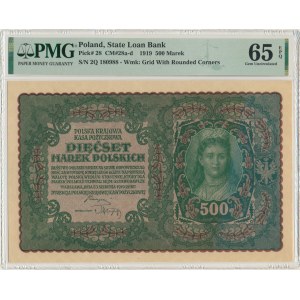 500 marek 1919 - II Serja Q - PMG 65 EPQ - rzadsza
