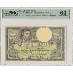 500 złotych 1919 - SA. - PMG 64