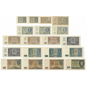 Zestaw, 1-500 złotych 1940-41 (19 szt.)
