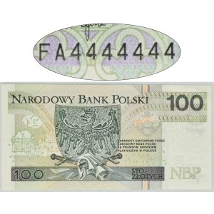 100 złotych 2018 - FA 4444444 - SOLID