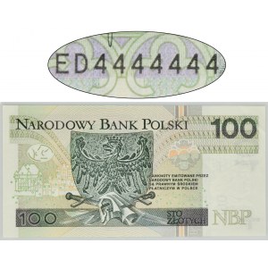 100 złotych 2018 - ED 4444444 - SOLID