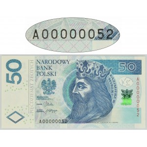 50 złotych 2012 - AO0000052 - niski numer - ciekawostka