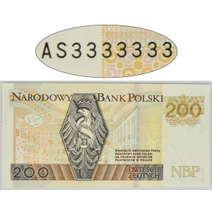 200 złotych 2015 - AS 3333333 - SOLID