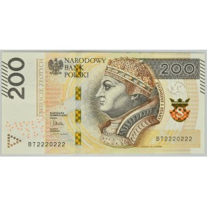 200 złotych 2015 - BT 2220222 - numer radarowy