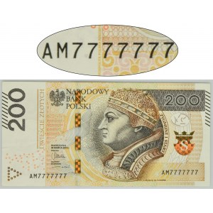 200 złotych 2015 - AM 7777777 - SOLID