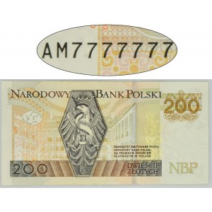 200 złotych 2015 - AM 7777777 - SOLID