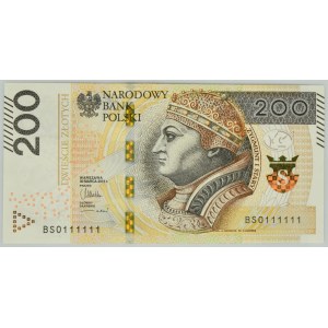 200 złotych 2015 - BS 0111111 -