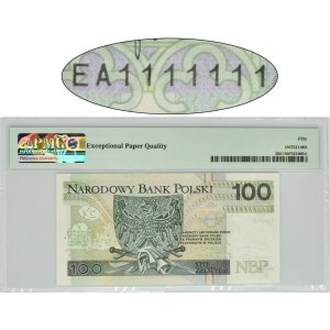 100 złotych 2018 - EA 1111111 - PMG 50 EPQ - SOLID