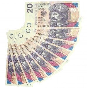 20 złotych 2016 - BM - niskie numery seryjne (10 szt.)