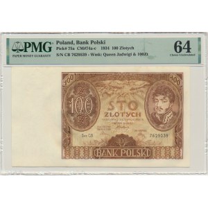 100 złotych 1934 - Ser.C.B. - bez dodatkowych znw. - PMG 64