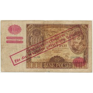 100 złotych 1932(9) - Ser.AW. - fałszywy przedruk okupacyjny -