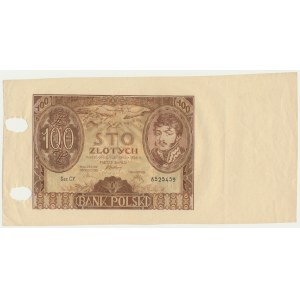 100 złotych 1934 - destrukt z numerem seryjnym