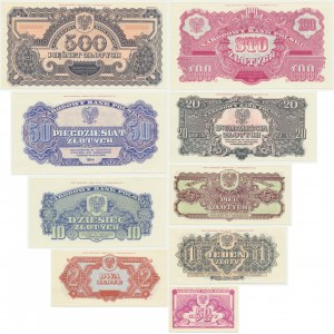 Zestaw, 50 groszy - 500 złotych 1944 ...owe - reprint (9 szt.)
