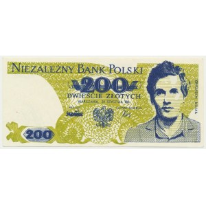 Solidarność, cegiełka 200 złotych 1986 - Bujak -