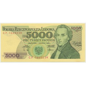 5.000 złotych 1988 - CP - pierwsza seria rocznika - inny odcień papieru