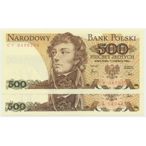 Zestaw, 500 złotych 1979-82 - CA i CY (2 szt.)