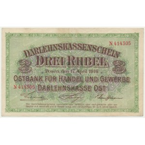 Posen, 3 Rubles 1916 - N - short clause -