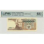 50.000 złotych 1989 - AA 0000891 - PMG 64 EPQ - niski numer seryjny