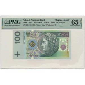 100 złotych 1994 - YB - PMG 65 EPQ - seria zastępcza
