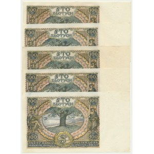Zestaw, 100 złotych 1934 (5 szt.)