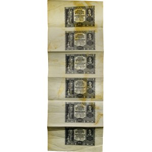 Fragment arkusza 20 złotych 1940 - bez serii i numeratora - (6 szt.)
