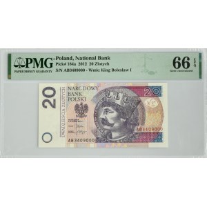 20 złotych 2012 - AB - PMG 66 EPQ